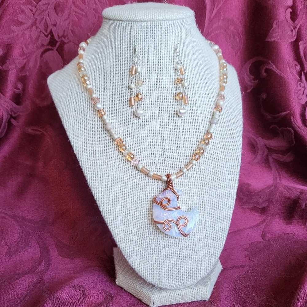 Crystal Moon Necklace and Earrings